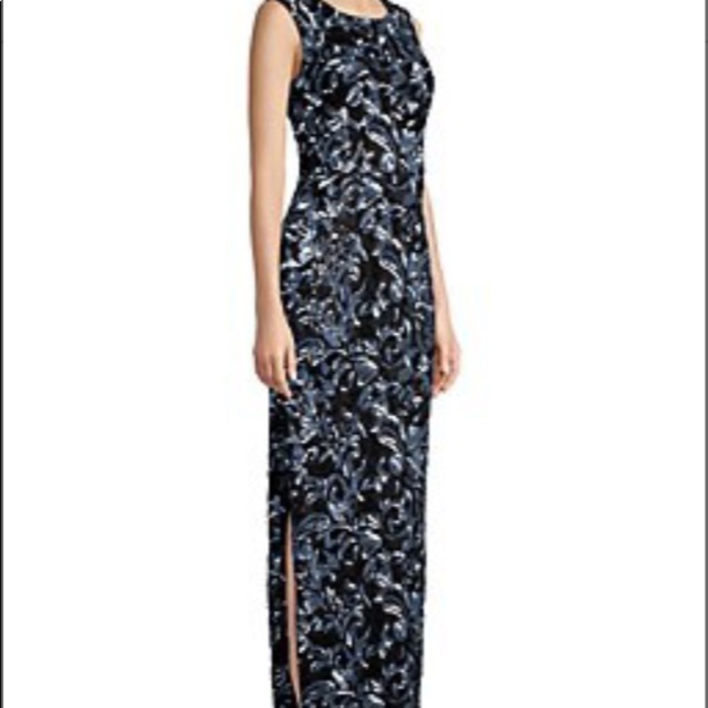 Aidan Mattox Navy Sequin Column Dress mother bride